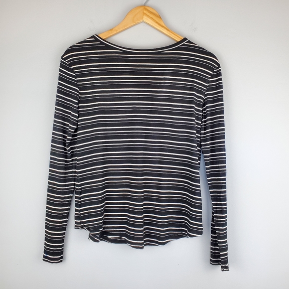 AEO American Eagle Soft & Sexy Striped Long Sleeve Black and White Top, Size XS - Picture 2 of 7